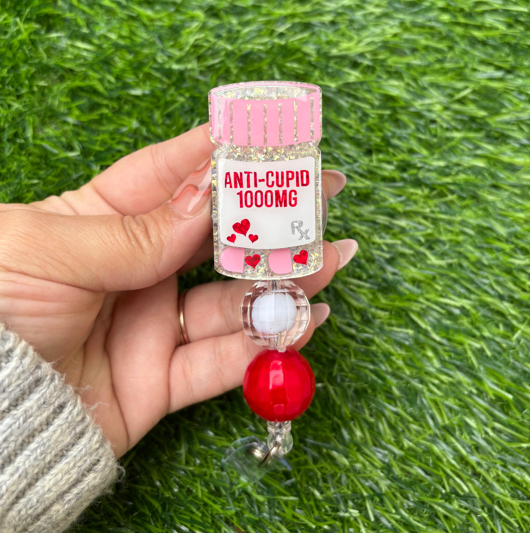 Heart Pill Bottle Badge Reel
