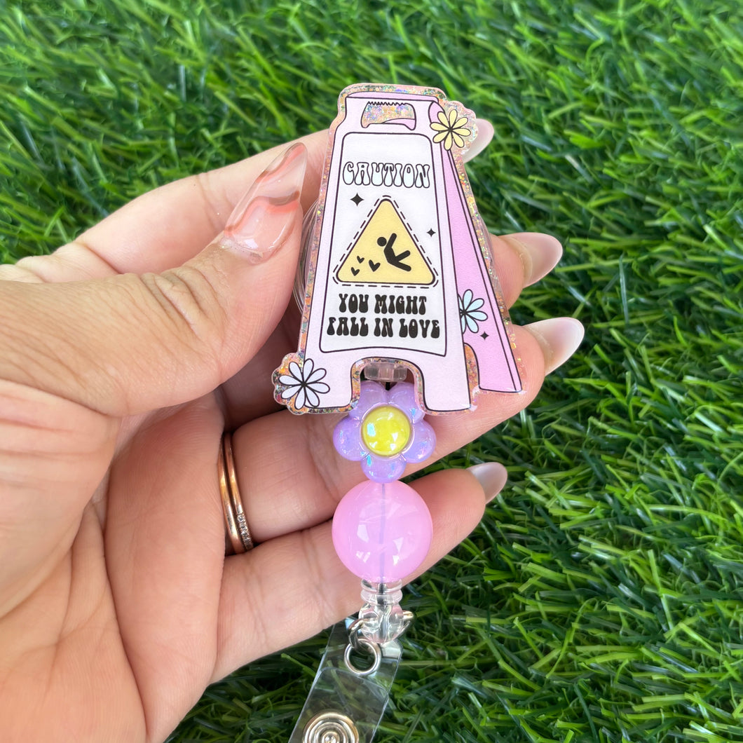 Cute Caution Sign Badge Reel