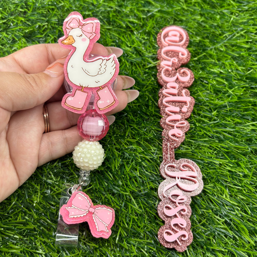 Pink Goose Badge Reel