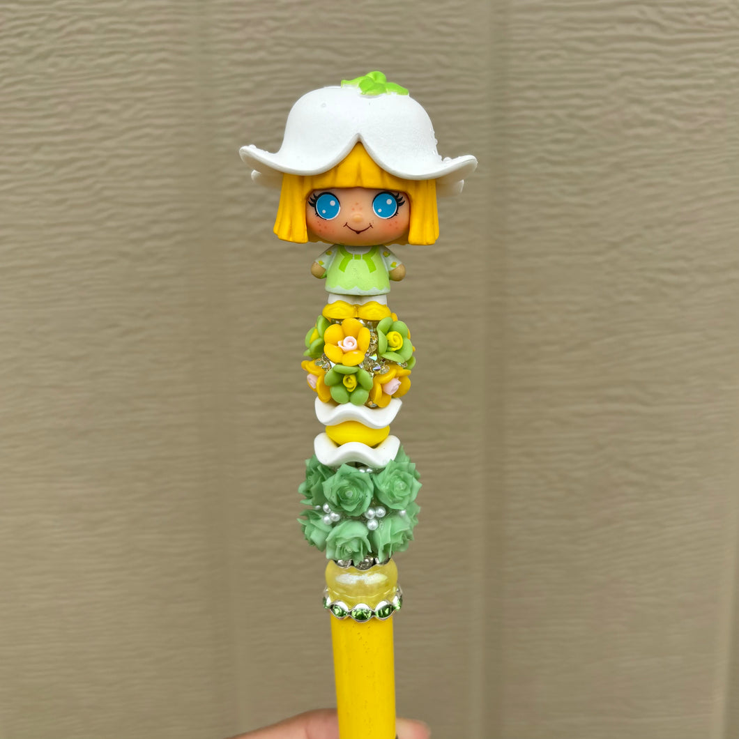 Mint Tulip Mini Beaded Pen