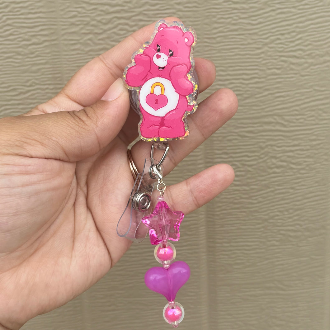 Pink CareBear Badge Reel
